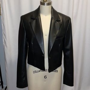 Zara Never Worn Faux Leather Cropped Blazer